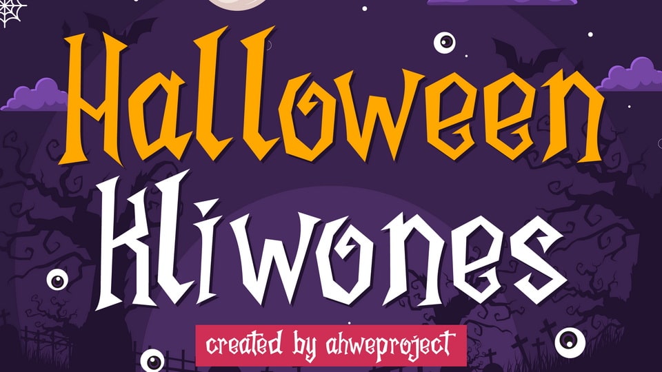 

Halloween Kliwones: A Spooky Display Font with Fun Letters