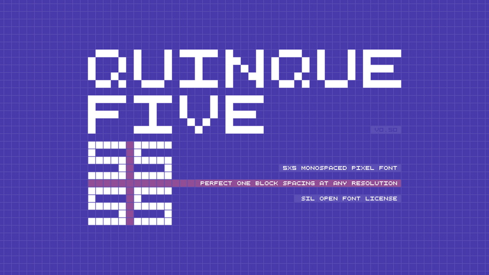 QuinqueFive 5x5 monospaced pixel font