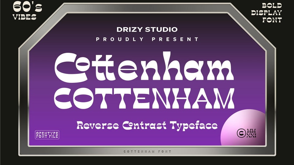 

Cottenham Reverse Contrast Typeface - A Display Font for Unique Futuristic Theme