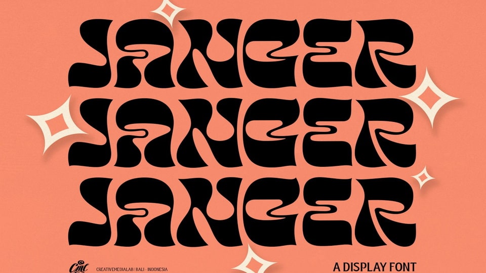 

Janger: A Bold and Playful Display Font with a Retro and Psychedelic Aesthetic