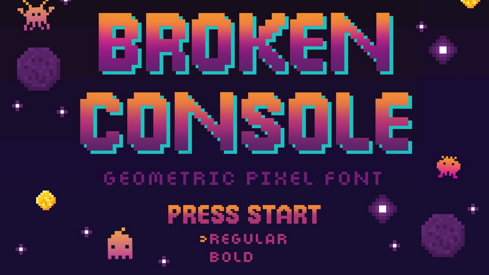 Broken Console: A Geometric Pixel Font Inspired by Classic Game Consoles
