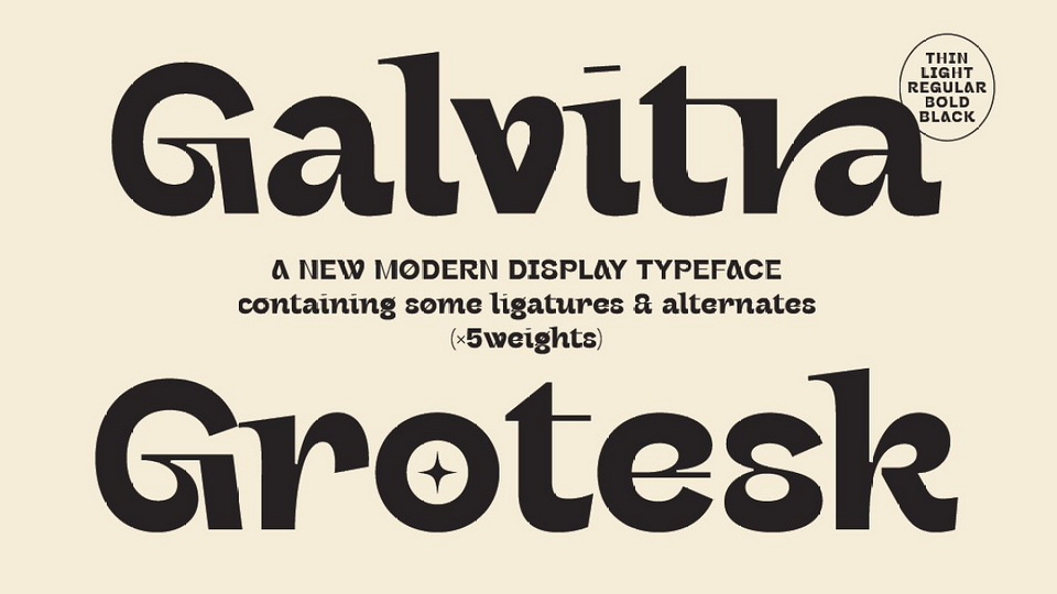 Galvitra: A Contemporary Display Typeface with Unique Shapes and Serifs