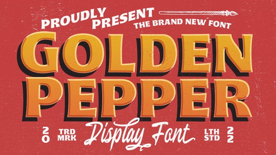 

Golden Pepper: A Nostalgic Display Typeface Perfect for Making Your Next Project Stand Out!