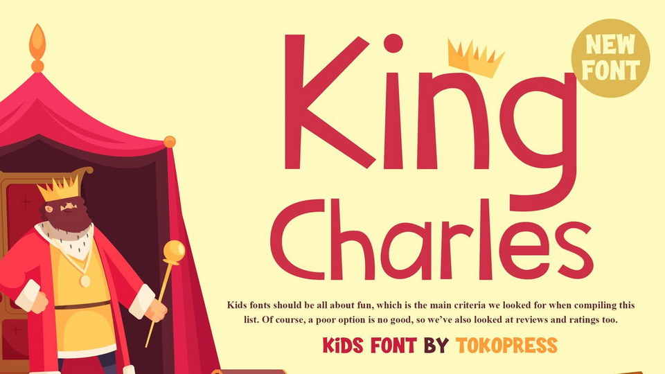 

Introducing King Charles - A Delightful and Slim Sans-Serif Font Designed Specifically with Children in Mind!