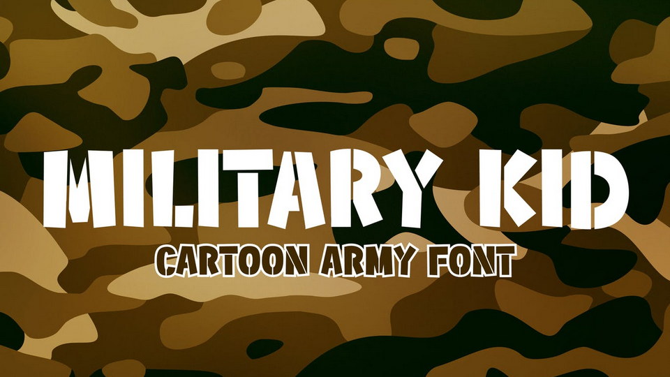Power of Army Kids Font: A Stencil Cutout Font Highlighting Military Connection