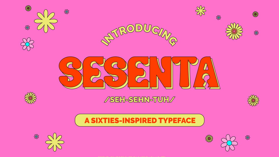 Sesenta: An Uppercase Display Typeface Inspired by Hippie Culture and Flower Power Movement of the 1960s