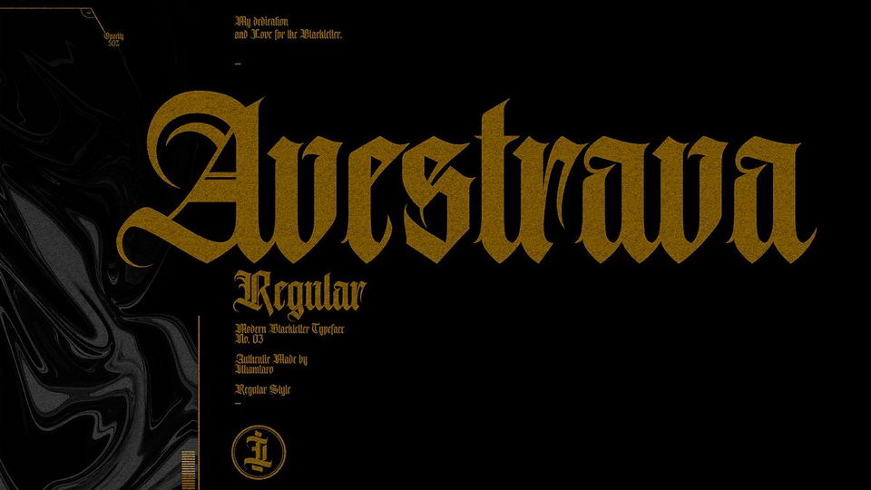 

Avestrava: Bold Blackletter Style Font Perfect for Logotypes, T-Shirt Designs, and More