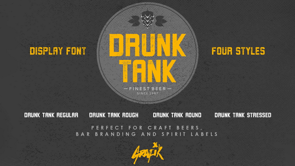 

Drunk Tank: A Unique Font Family Ideal for Craft Beer Branding and Spirit Label Design