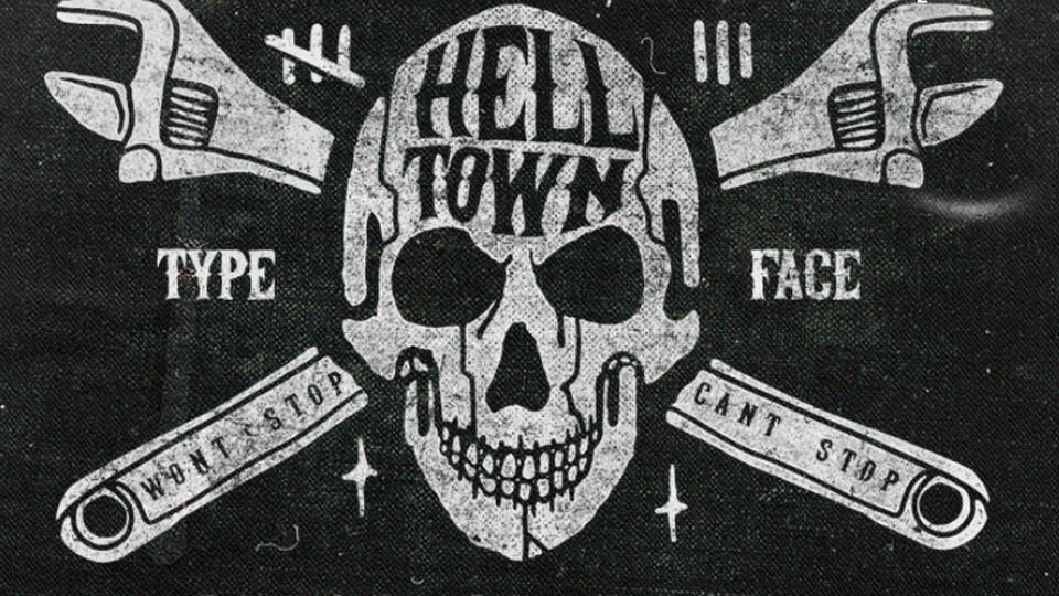 

Helltown: A Unique Lettering Typeface Infused with Vintage Bike Culture and a Hint of Rebellion