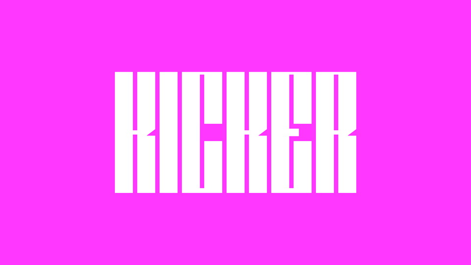 

Kicker: An Eye-Catching Display Typeface with Blocky, Sharp, and Aggressive Characteristics
