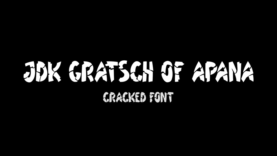 JDK Gratsch Typeface: Ideal for Stone Engraving with a Jagged Appearance reminiscent of Shattered Mica