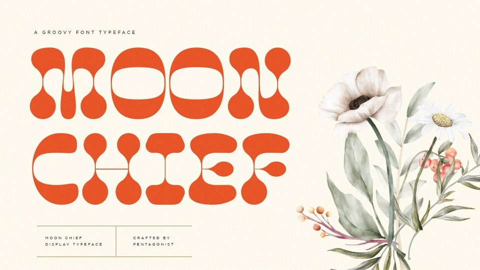 Moon Chief: A Groovy Display Typeface Inspired by Retro and Vintage Styles