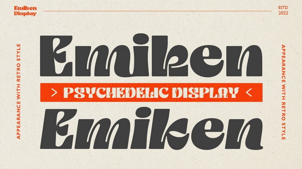 Emiken Display: Versatile Font for Design Applications with Psychedelic Energy and Emotional Character