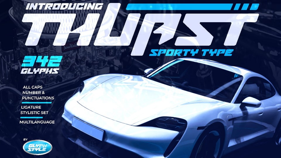 Thuast: A Bold, Sports and Speed Themed Display Font