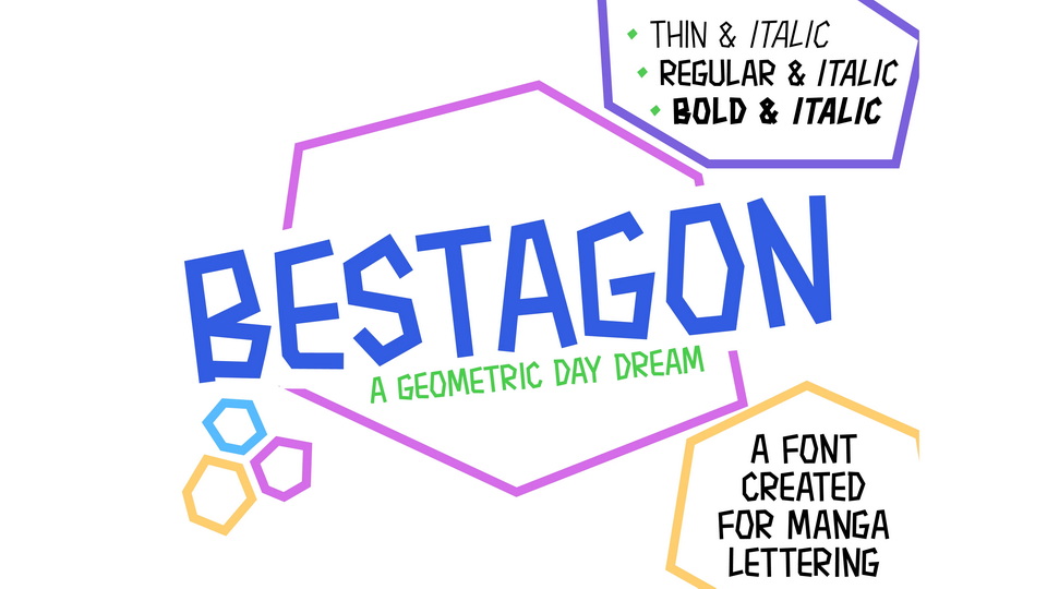 Bestagon: Geometric Typeface for Manga Lettering with an Extensive Glyph Collection
