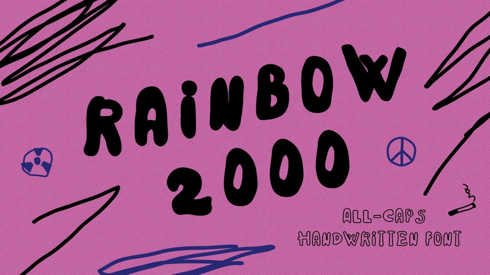 

Rainbow 2000: A Bubbly All-Caps Handwritten Font