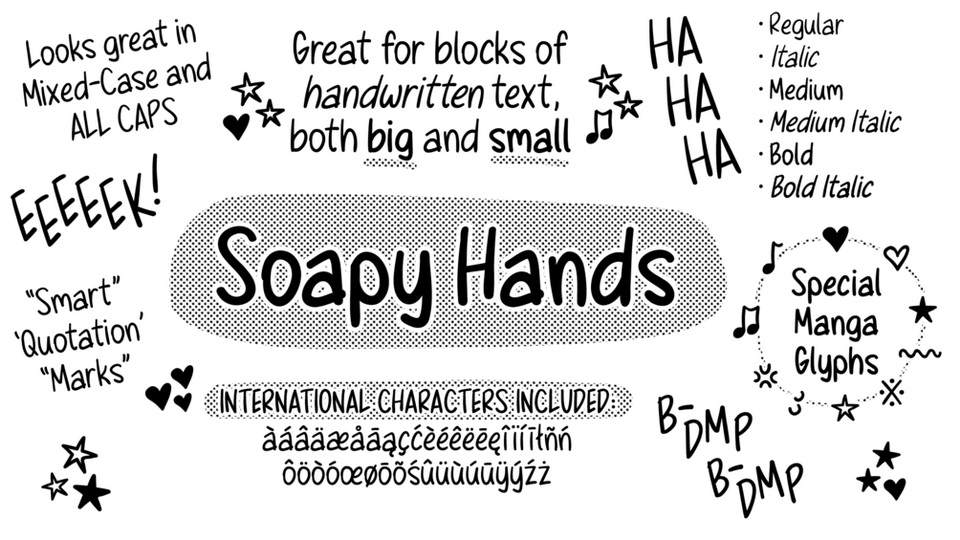 

Soapy Hands: A Unique Font Family Perfect for Comic Book Design