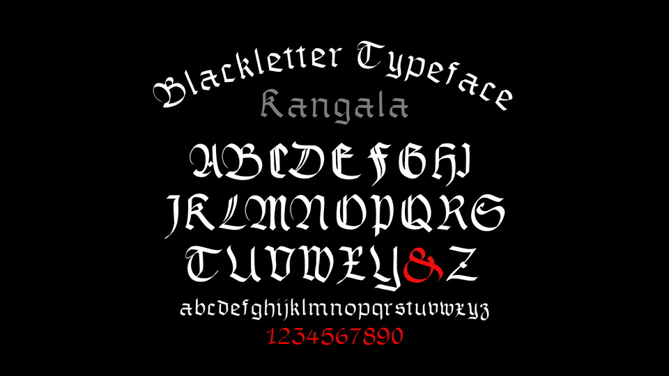 

Kangala: A Unique Blackletter Calligraphy Font Perfect for Creative Tasks