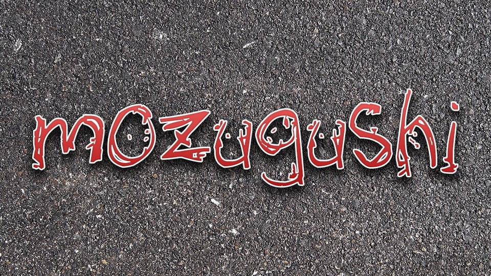 Mozugushi: A Scratched Hand Drawn Font for Eerie Designs