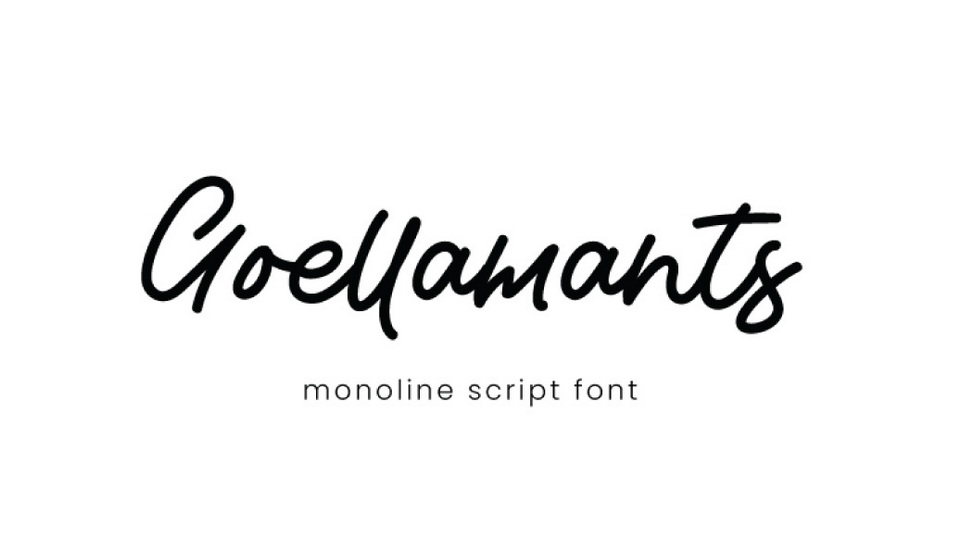 

Goellamants: An Outstanding Monoline Handwritten Font for Vintage Logos, Labels, Branding, and Quotes
