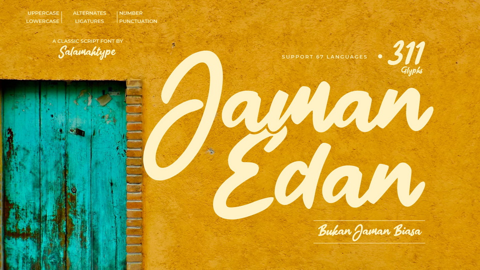 Jaman Edan: A Retro Script Font with Unique Alternates and Swashes