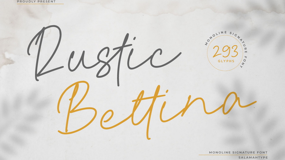 Rustic Bettina: A Versatile and Elegant Monoline Script Font