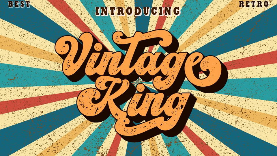 

Vintage King: A Bold, Retro-Style Script Font Perfect for Vintage Design Needs