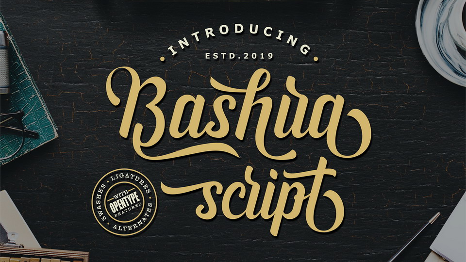 

Bashira Script: An Exceptional Hand Lettered Script Font with a Unique Vintage Charm