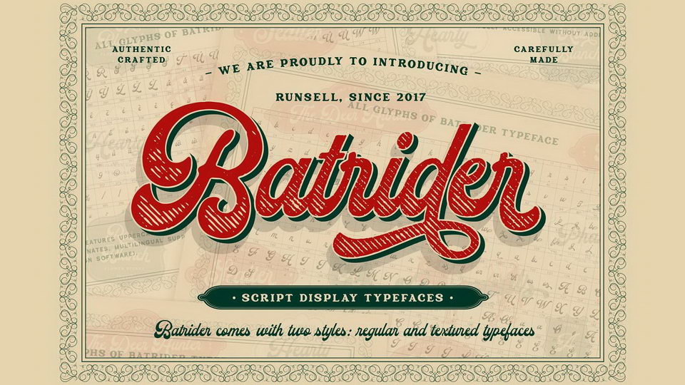 

Batrider: A Script Typeface Inspired by Vintage Lettering