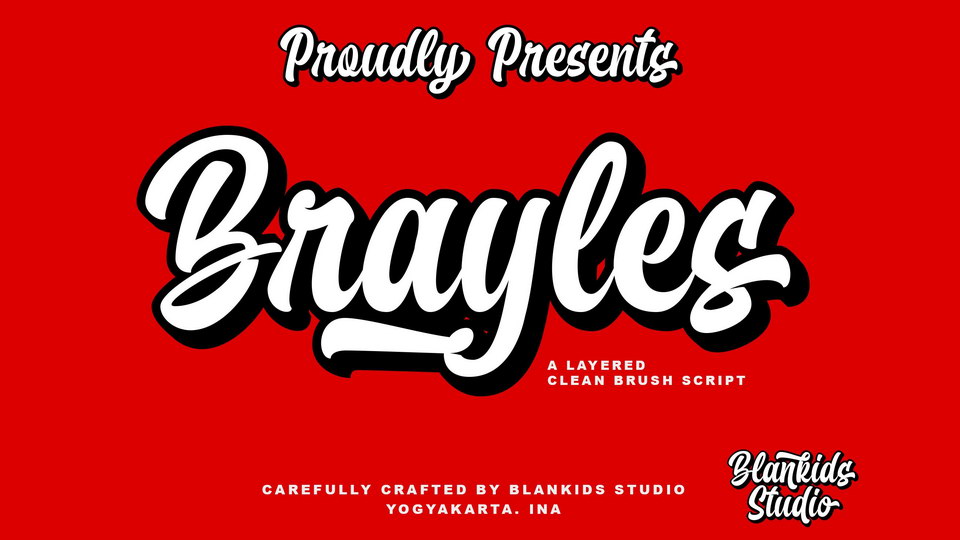

Brayles: An Eye-Catching Script Font Drawing Inspiration from Handlettering, Logotypes, and Kids Fonts