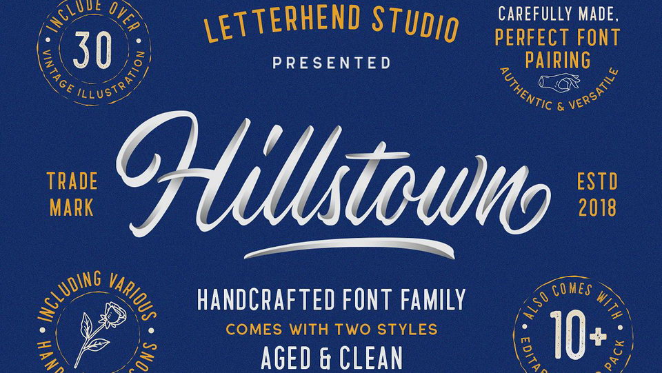 

Hillstown: An Impressive Modern Calligraphy Script and Sans Serif Font Family