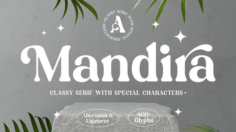 

Mandira: A Unique and Sophisticated Serif Font Perfect for Modern Retro Design Projects