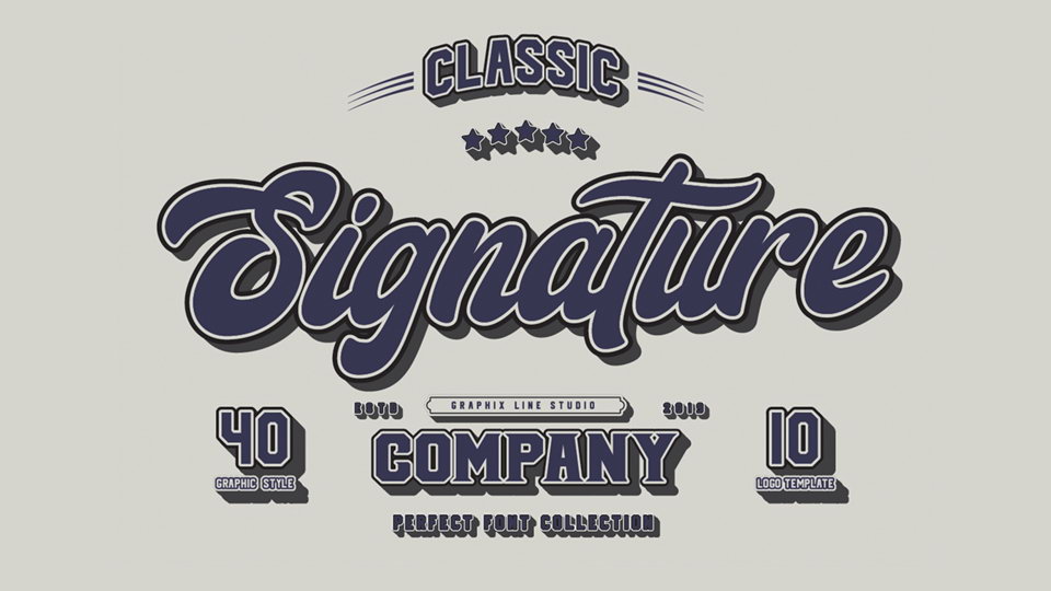 

The Signature Font Trio: An Impressive Font Collection With Alternates Characters and Vintage Graphic Styles