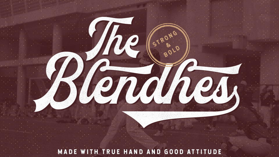 
The Blendhes - A Strong Bold Hand Lettered Script Font Inspired by Vintage Baseball Sport Design