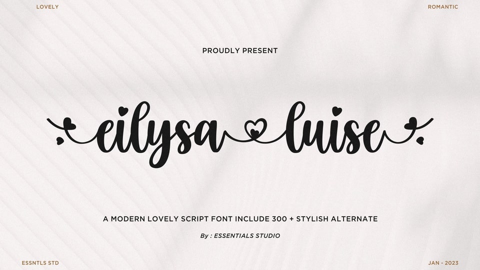Eilysa Luise: A Stunning Script Font with Intricate Details and Polished Finish