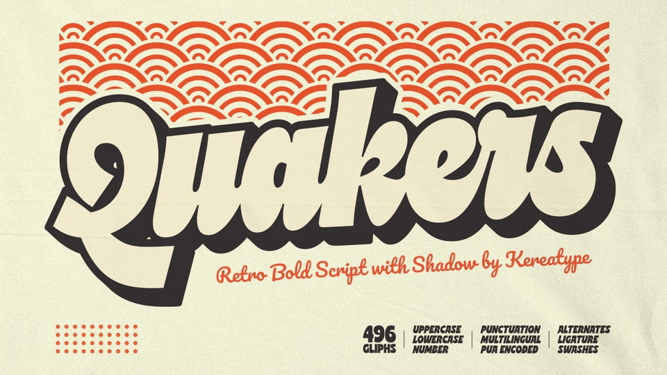 Quakers: A Captivating Script Typeface Blending Retro Elegance with Modern Boldness