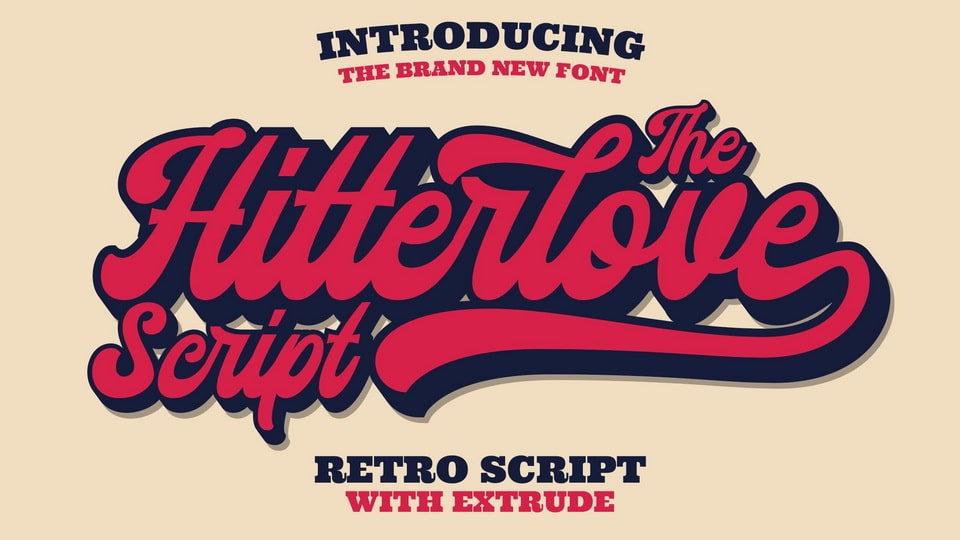 Hitterlove: A Retro Script Font with Extrude Version