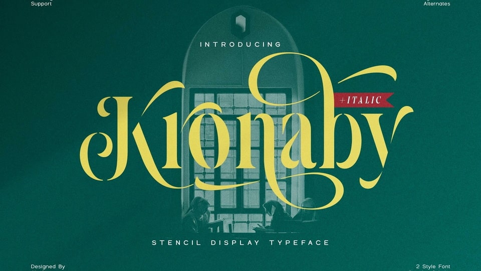 Kronaby: A Stylish and Versatile Stencil Font with Unique Character Shapes and Discretionary Ligatures