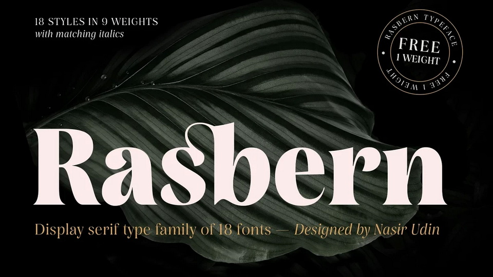 Rasbern: A Stunning Display Serif Typeface with 9 Weights and Corresponding Italics