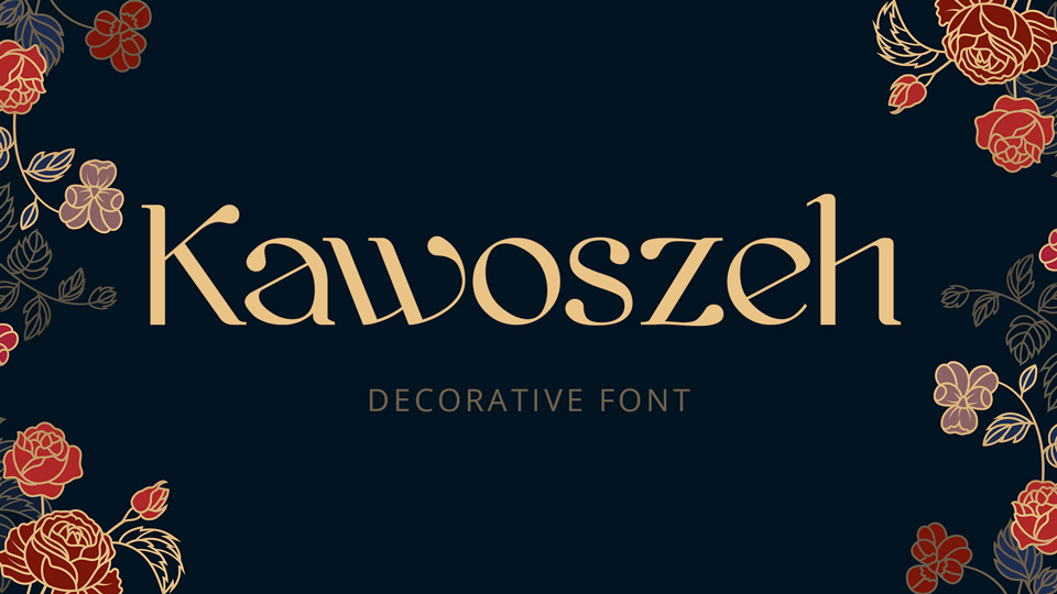

Kawoszeh: An Exquisite Serif Typeface with Decorative Elements
