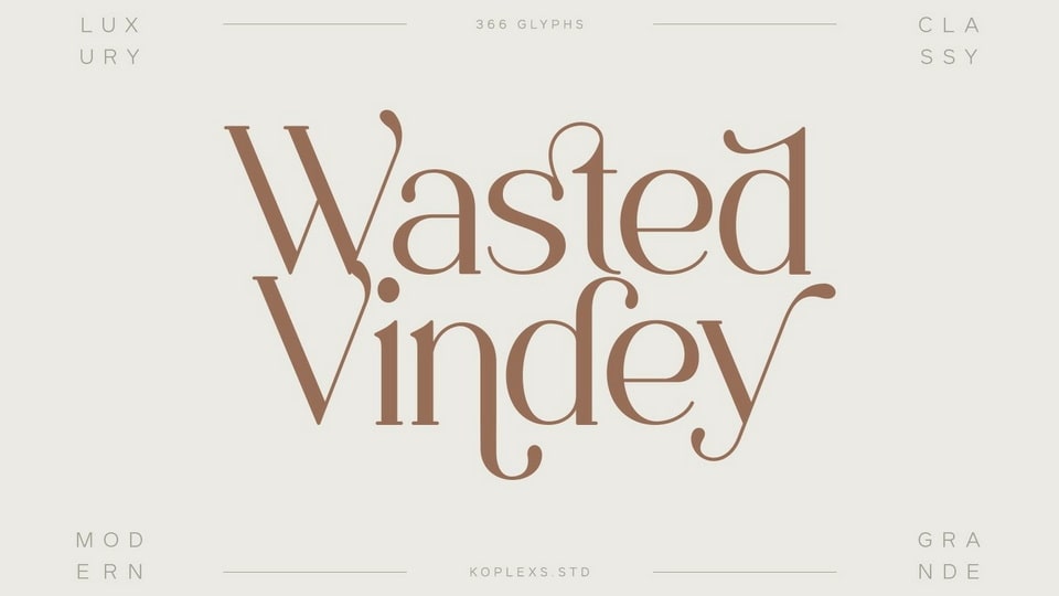  Wasted Vindey: A Sophisticated Serif Typeface for Elegant Branding and Design