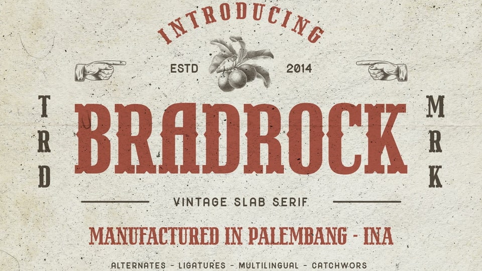 Bradrock: A Vintage Slab Serif Typeface Inspired by Cowboy and Circus Design Styles