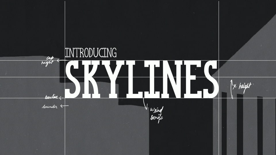 Skylines: A Grunge-inspired Sans Serif Font Inspired by Ancient Egyptian Typography